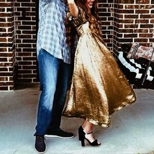 Tuckernuck Moon River Shimmering Gold Dress Sz s